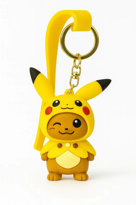 Eevee Wearing Pikachu Poncho Keychain