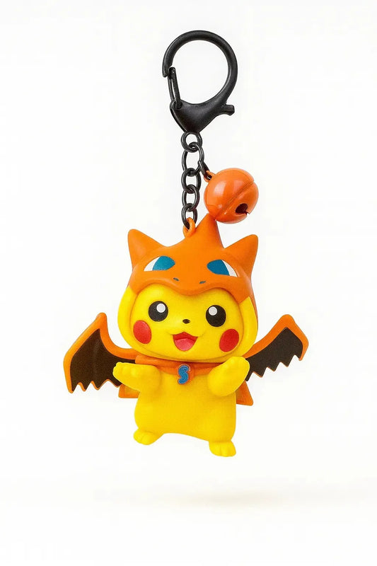 Pikachu Wearing Charizard Poncho Keychain