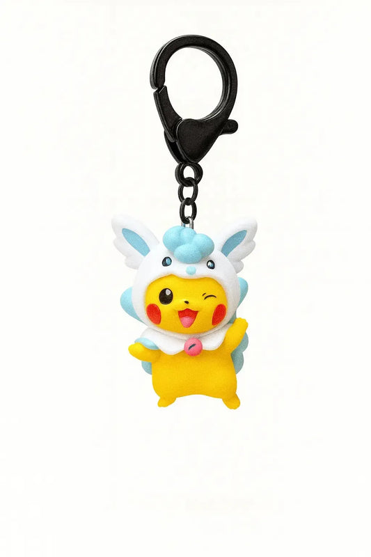 Pikachu Wearing Swablu Poncho Keychain